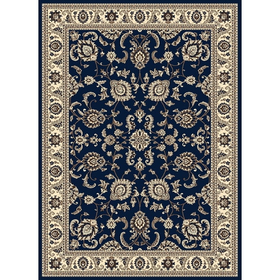 Radici Usa Alba Area Rug 1426 Denim Blue Bordered Floral 5' 5" x 7' 7" Rectangle
