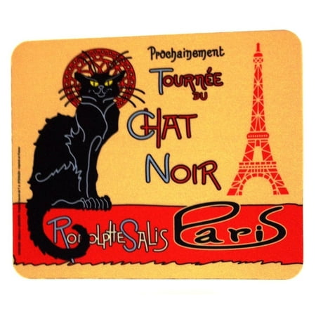 Mousepad - Tournee du Chat Noir Design with Eiffel Tower, Add color and a bit of France to your home or office with this colorful mouse pad By Editions A Leconte Paris Ship from (Best Way To Ship A Computer Tower)