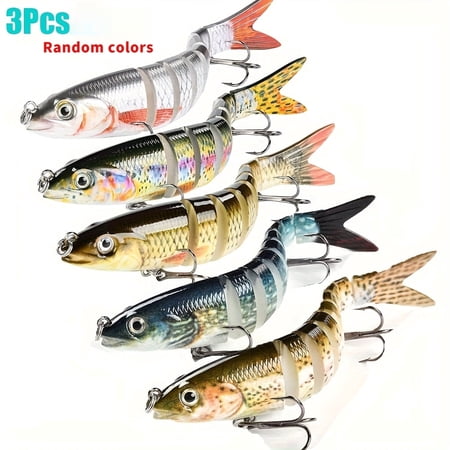 3pcs Multi-Species Fishing Lures Set - Lifelike Slow-Sinking Swimbait for Bass Trout Crappie Durable Soft Plastic Minnows Multi-Color Patterns Freshwater & Saltwater - Ideal Family Gear & Great
