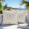 thumbnail image 3 of Beige Boho Throw Pillow Covers 20x20 Inch Set of 2, Vintage Ethnic Floral Abstract Geometric Waterproof Outdoor Pillow Covers, Decorative Cushion Pillowcases for Couch, Sofa, Bed, Garden, Patio, 3 of 9