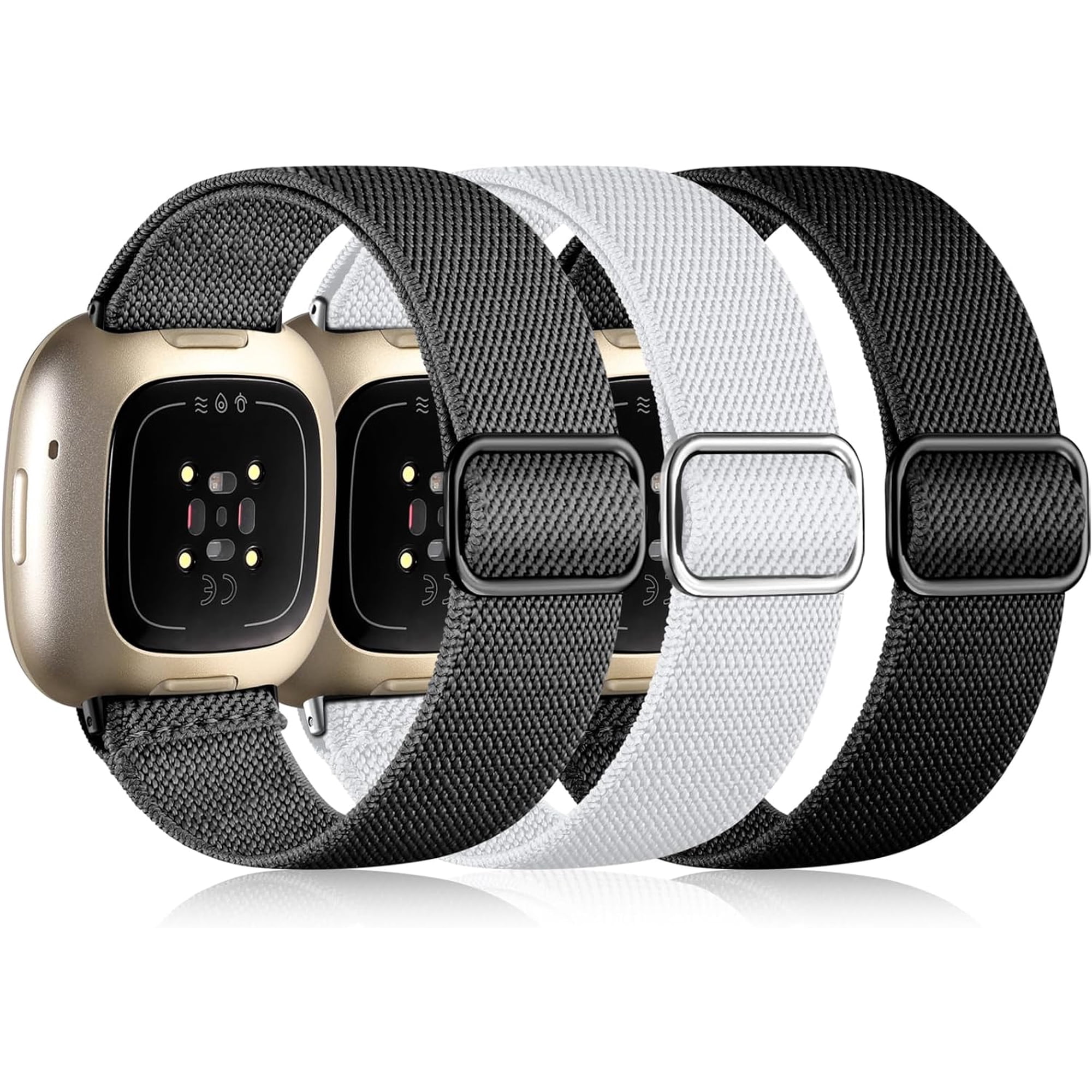 Supore Bracelet Cuir Pour Fitbit Versa 4/3 Et Sense 1/2 – Boucle Inox, Taille Ajustable 140-205mm, Cadeau élégant