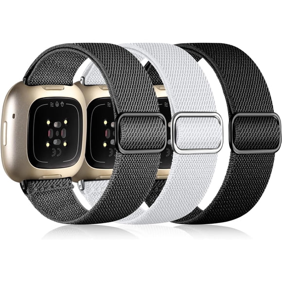 Tianle Bands Compatible with Fitbit Versa 3/ Sense/Versa 4/ Sense 2 Watch Band, 3 Pack Adjustable Stretchy Fabric Sport Wristband for Fitbit Versa 3 Watch and Fitbit Sense Smartwatch Bands