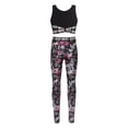 thumbnail image 3 of iEFiEL Kids Girls Ballet Dancewear Gymnastics Outfit Sports Bra Crop Tank Top with Yoga Running Pants Leggings Black&Rose Red 4, 3 of 7