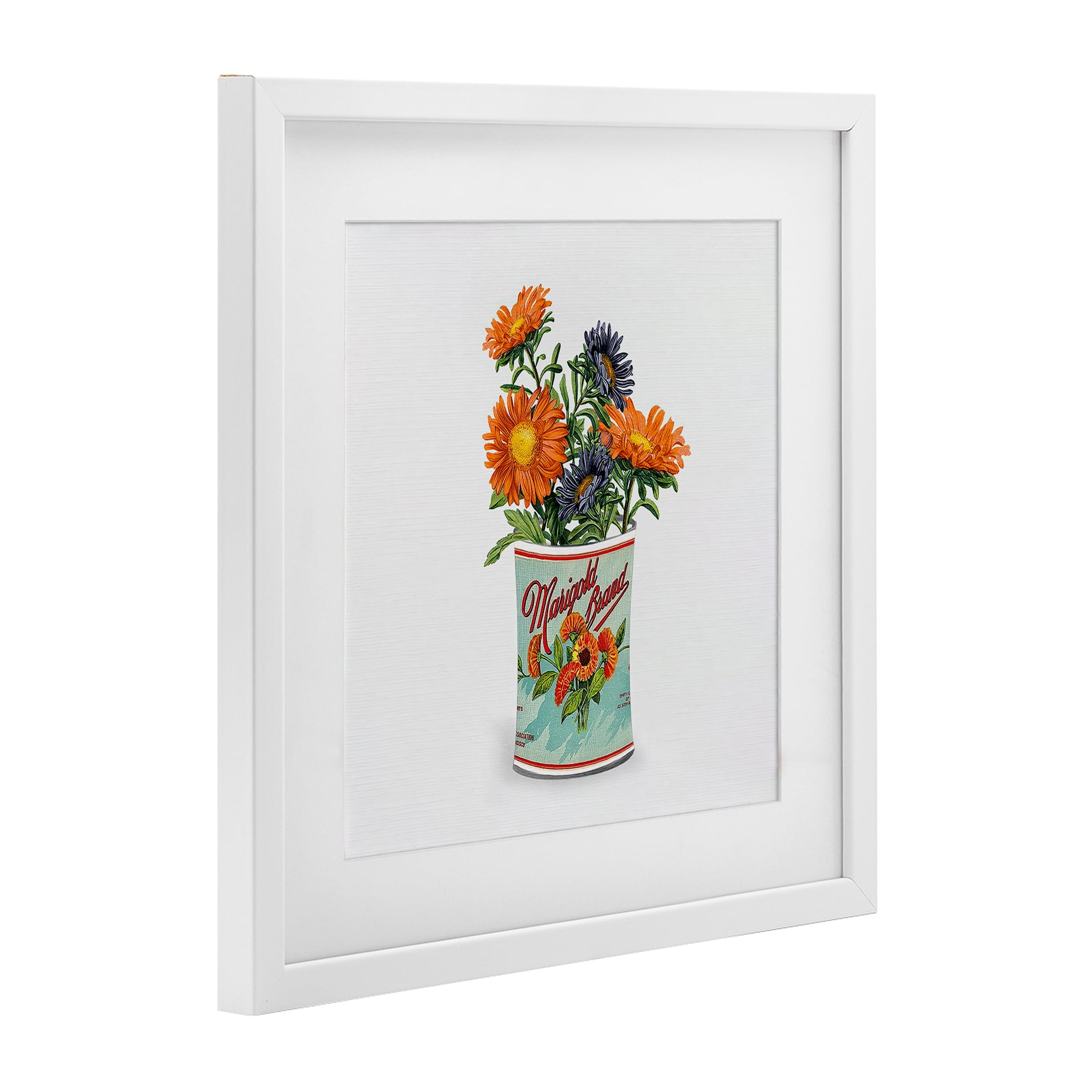 Stupell Industries Nostalgic Marigold Tin Bouquet White Framed Print Under Glass, design by Val Rhodes