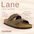 thumbnail image 2 of Cushionaire Lane Cork Footbed Sandals for Women – Comfortable Double Buckle Slip-On with Genuine Suede Footbed & Arch Support Slides for Women Footwear, 2 of 13