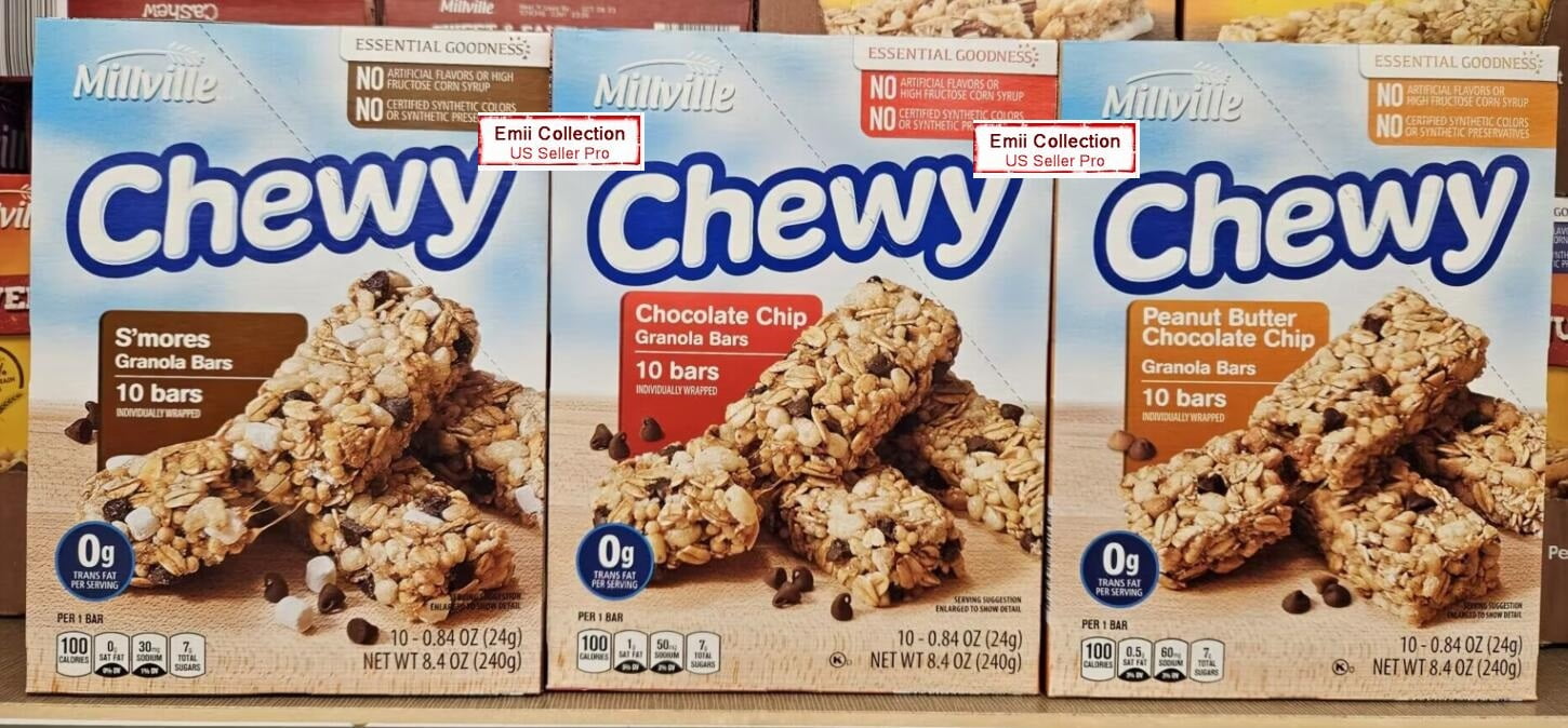 Millville Chewy S'Mores, Peanut Butter & Chocolate Chip, Peanut Butter