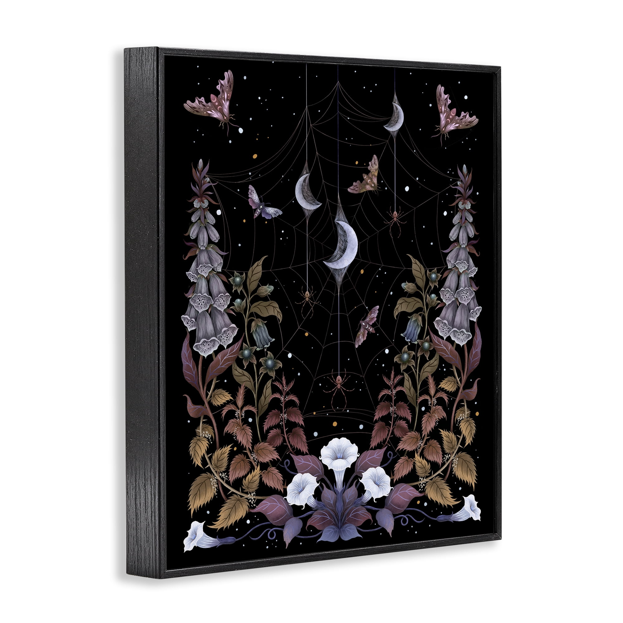 Stupell Industries Witch Garden with Spider Webs Black Framed Giclee Art, design by Episodic Drawings