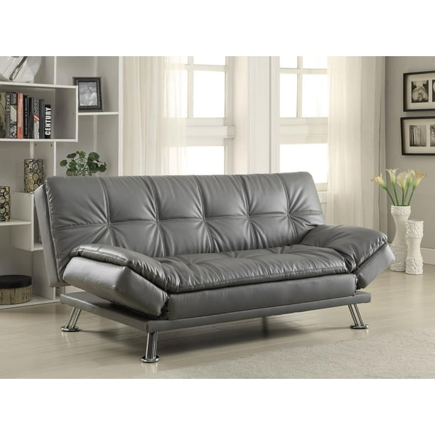 Coaster Dark Grey Leatherette Sofa Bed 500096