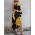 thumbnail image 2 of Xishao Mujer Kaftan Vestido Fuera del Hombro Caftan de Playa Cover Up Maxi Vestido Traje de Baño Estampado D-Yellow Floral D-Yellow Floral Xishao ropa, 2 of 2