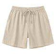 thumbnail image 5 of DHFJKG Womens Linen Shorts High Waist Casual Summer Loose Fit Drawstring Shorts With Pockets Beach Soft Bottoms, 5 of 5