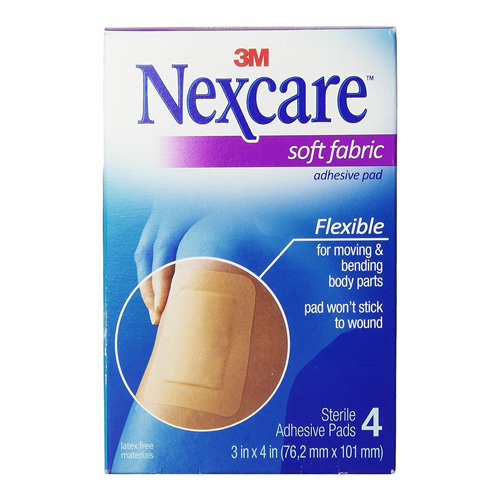 Nexcare SFP34 Soft Fabric Adhesive Gauze Pad Bandages, 4 Ea, 2 Pack