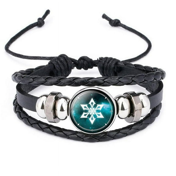 Genshin Impact Peripheral Time Gem Black Leather Luminous Anime Game God's Eye Bracelet Men's and Women's Jewelry