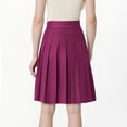 thumbnail image 3 of Womens Stretchy Pleated Midi Skirt Comfort High Waist Cheerleader School Uniform Skirt for Teen Girls, 3 of 6