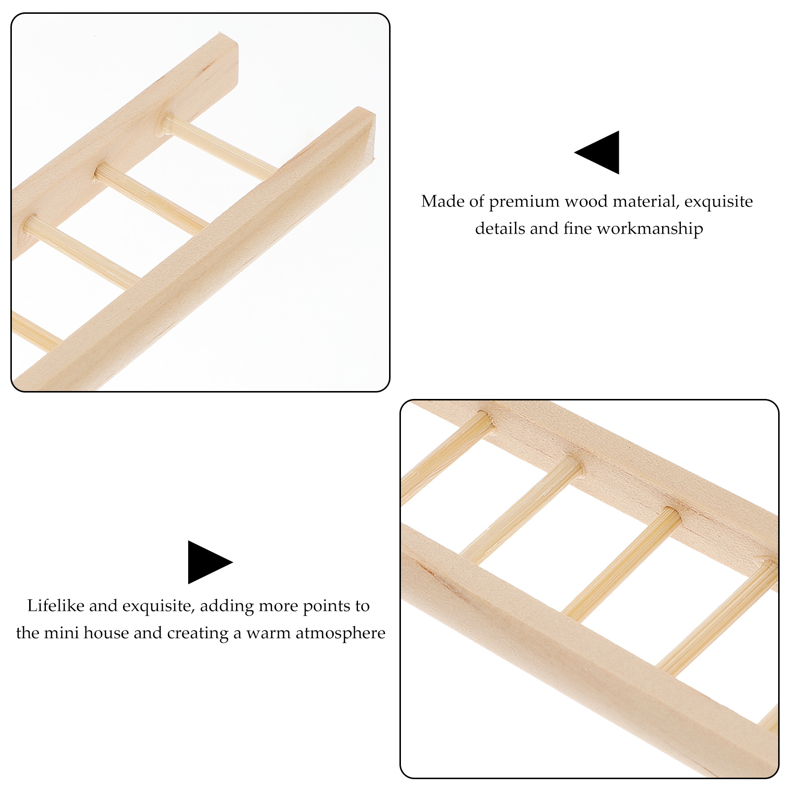 Mini échelle En Bois Pour Maison De Poupée - Échelle Décorative échelle 1:12, Blanc - Accessoire Miniature Artisanat