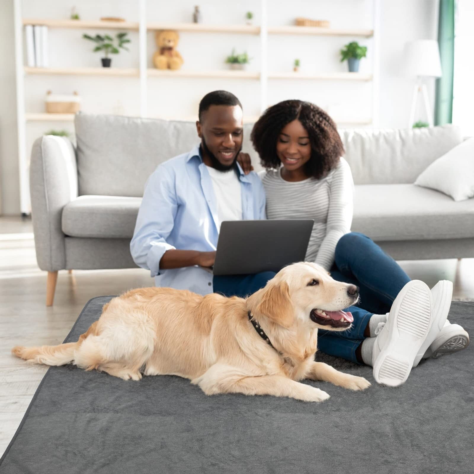 2 Packs Extra Large Reusable Dog Mat for Floor, Non-Slip Washable Pee Pads for Dogs, Fast Absorbent Pet Whelping Pads, Puppy Playpen Mat for Incontinence, Housebreak, Crate, 36x48in, Gray
