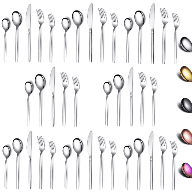 ReaNea Flatware Set 40 Pieces, Stainless Steel Flatware Set, Silverware Set Service For 8,Shiny
