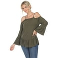 thumbnail image 2 of White Mark Women's Cold Shoulder Ruffle Sleeve Top, 2 of 5