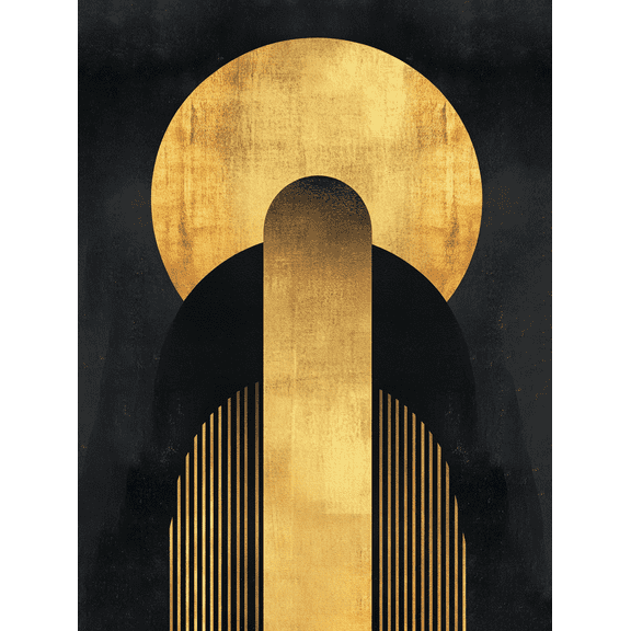 Abstract Gold Geometric Canvas Art Print，Suitable for Living Room，Bedroom，Office，Dining Room and Hallway Decoration.