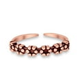 thumbnail image 3 of 3mm - Flowers Toe Band Ring 925 Sterling Silver Thin Adjustable Stylish Rings for Women, 3 of 5
