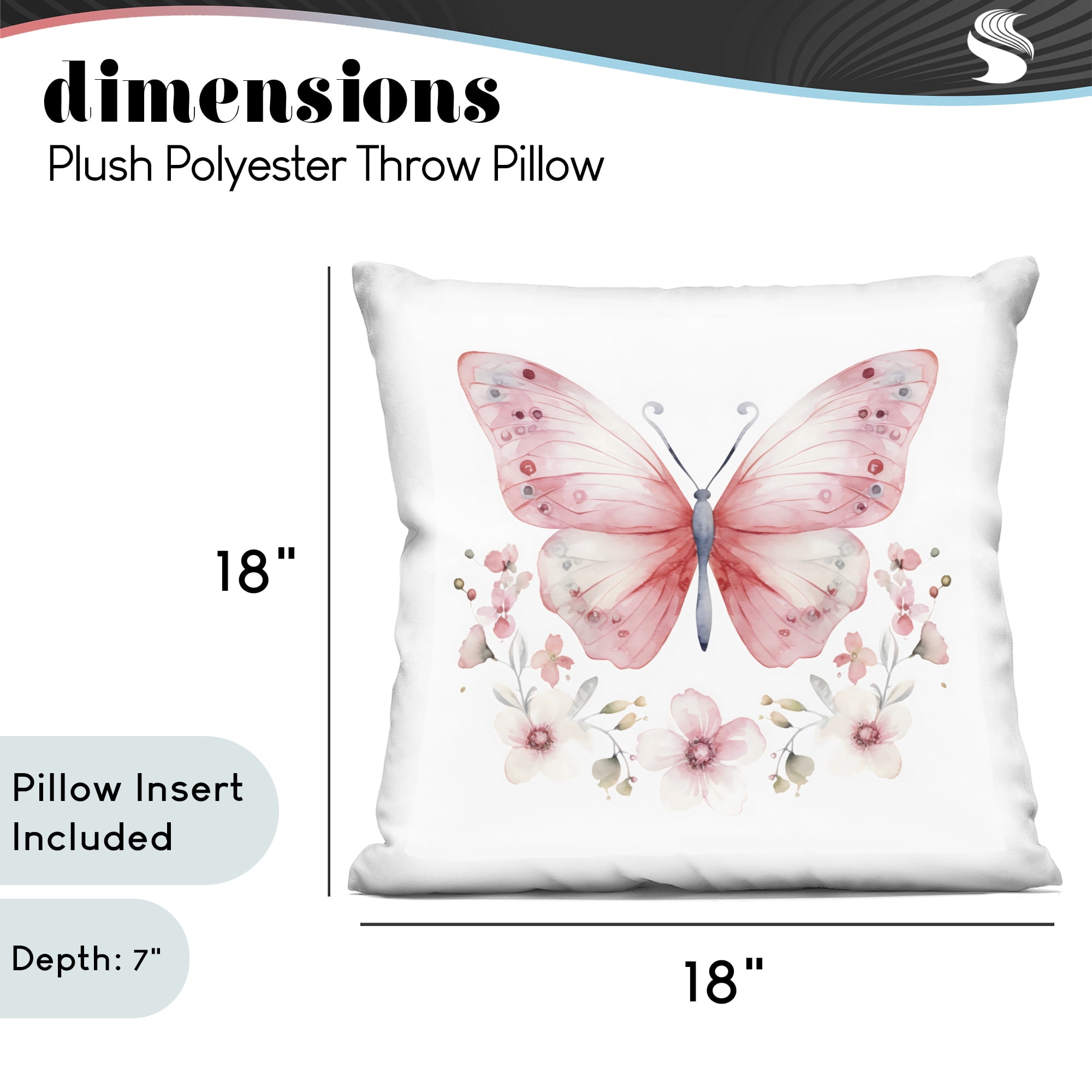 Stupell Industries Pink Symmetrical Butterfly Florals Decorative Printed Throw Pillow, design by Creative Studio