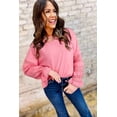 thumbnail image 3 of Women's Sachet Pink Drop Shoulder Lace Ruffled Sleeve Patchwork Loose Sweatshirt | [ZhiHiMeRi] | (US 12-14)L, 3 of 11