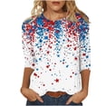 thumbnail image 2 of Cavosen Patriotic T Shirts for Women Petite Patriotic 3/4 Sleeve Crewneck Tops American Flag Print T Shirts Lady XL Independence Day Casual Shirts Funny 4th of July Tunic Tees 2025 Patriotic Outfits, 2 of 5