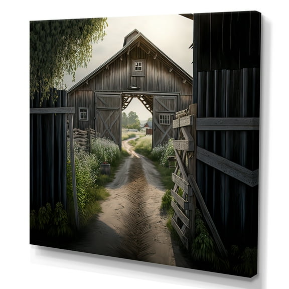 Designart Picturesque Winding Path And Barn I Canvas Wall Art