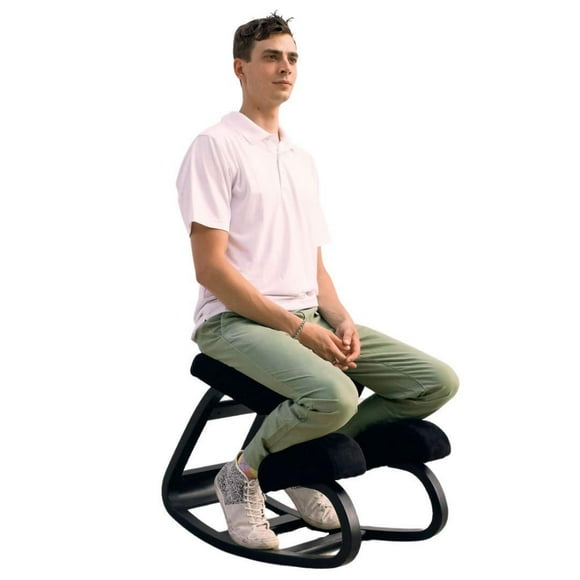 SLEEKFORM Ergonomic Kneeling Chair | Rocking Balancing Wood Knee Stool | Posture Correcting for Bad Backs, Neck Pain & Spine Tension Relief | Orthopedic Balance Seat & Thick Comfor