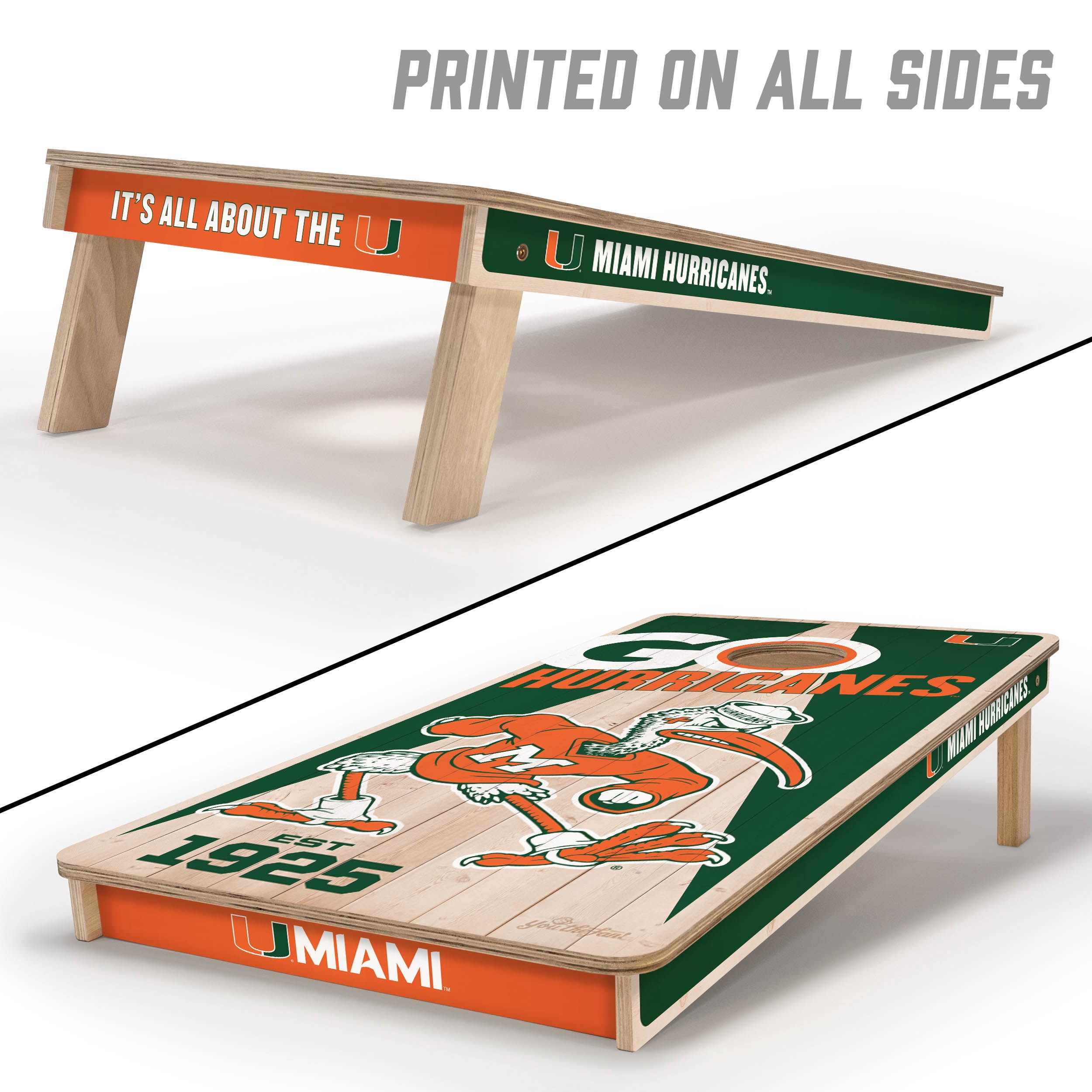 YouTheFan NCAA Miami Hurricanes 2' x 4' Cornhole Game No Bags