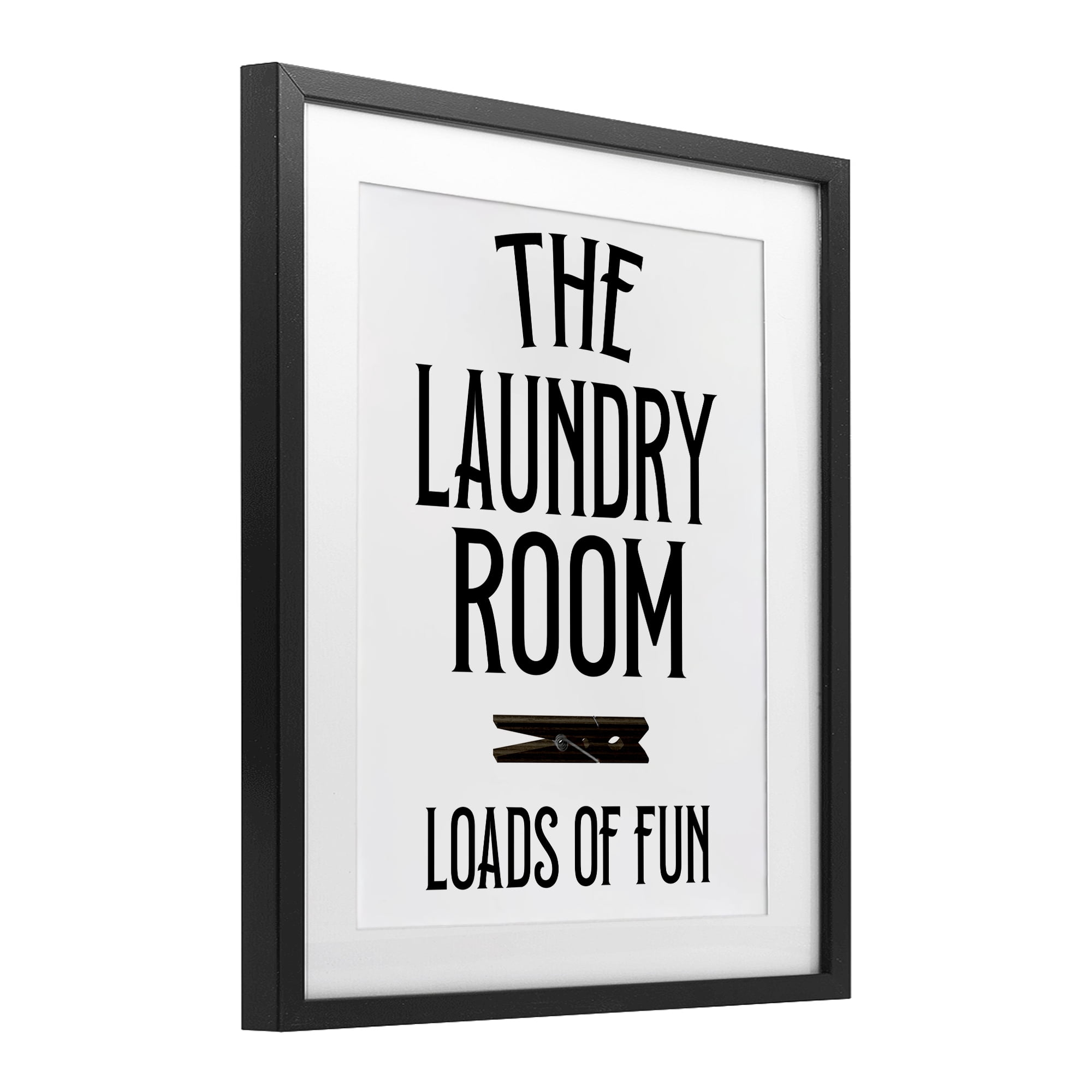 Loads Of Fun Clothespin Black Framed Print Under Glass, design by Kim Allen
