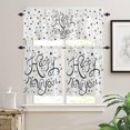thumbnail image 1 of Kitchen Curtains and Valances Set, Happy New Year Text Black Word Star Pattern White Short Rod Pocket 3 Pieces Window Curtain Set for Bedroom, Bathroom, 36 Inch Long, 1 of 6