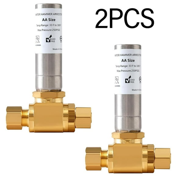 2X Tee Stainless Steel Water Hammer Arrestor 3/8" for Sink To Reduce Noise