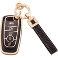 thumbnail image 1 of LAICAIW for Ford Key Fob Cover with Leather Key Fob Keychain, 5 Buttons Soft TPU Keys Shells Compatible with Ford Explorer Fusion Mustang F150 Edge Escape Expedition Lincoln Black Gold (BP-Frd-5), 1 of 6