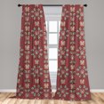 thumbnail image 4 of Ambesonne Retro Curtains, Vintage Flowers Butterfly Art, Pair of 28"x63", Pale Redwood Mint Green, 4 of 4