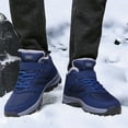 thumbnail image 2 of Rokment Women's Men's Winter Snow Hiking Boots Cold Weather Couples Unisex Plush Lined Warm Non Slip Work Walking Outdoor Sports Ankle Booties Dark Blue Size 8.5, 2 of 7
