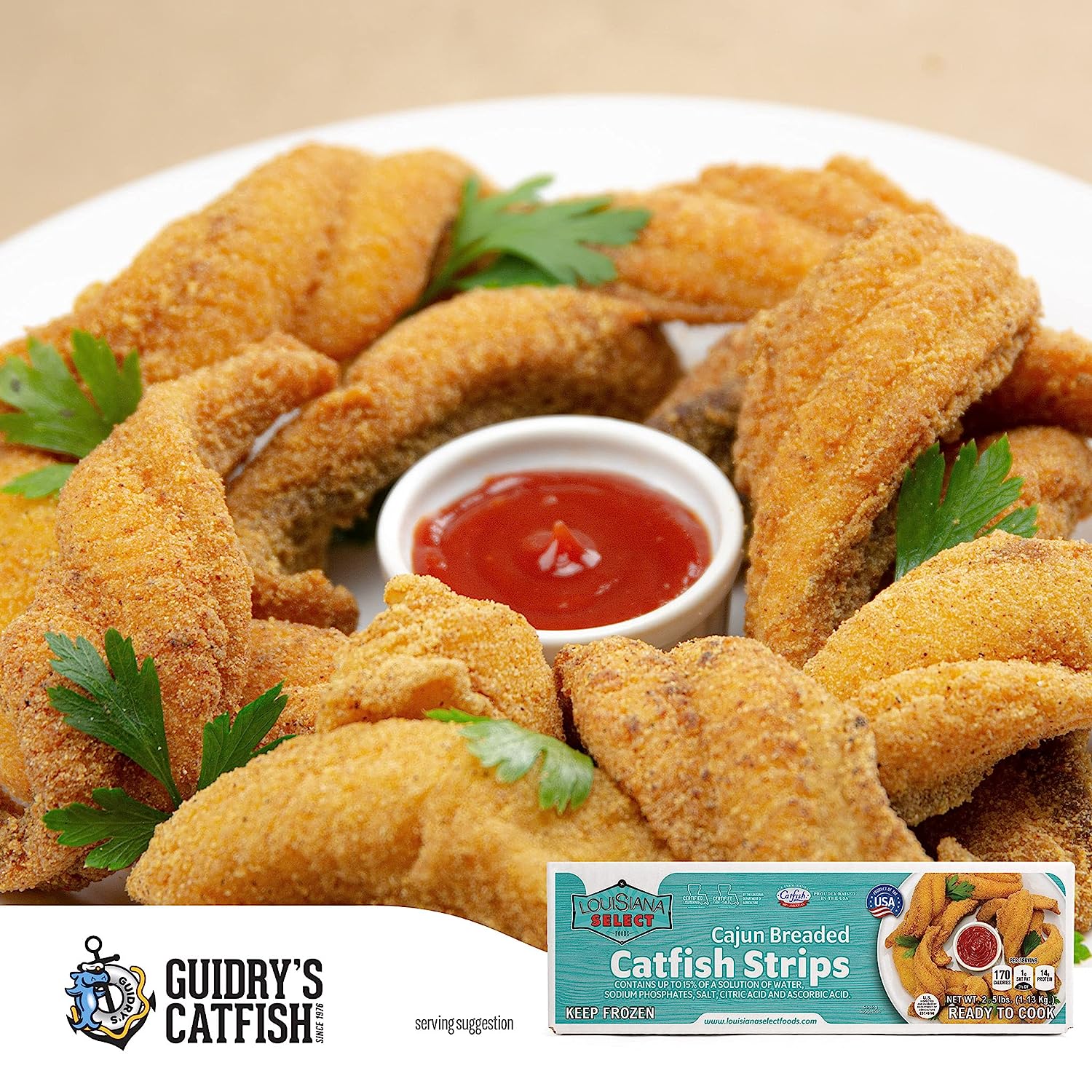Frozen La Select Breaded Catfish Strips 2.5 Lb Iqf