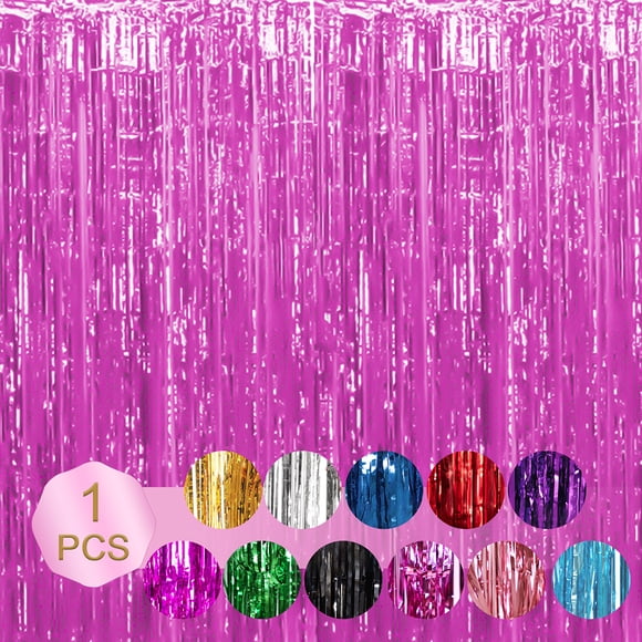 Naiovety Cortina de oropel no tóxica e inodoro, telón de fondo personalizado para fiesta, decoraciones para fiesta de cumpleaños, cortina de Kits de decoración para fiestas Rosa 6.5 pies