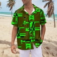 thumbnail image 2 of NAMTYQX Men's T-Shirts Short Sleeve V Neck Casual Lightweight Plus Size Button Front Textured Patterned Funny Hawaiian Shirts for Men Dark Green Size L, 2 of 5