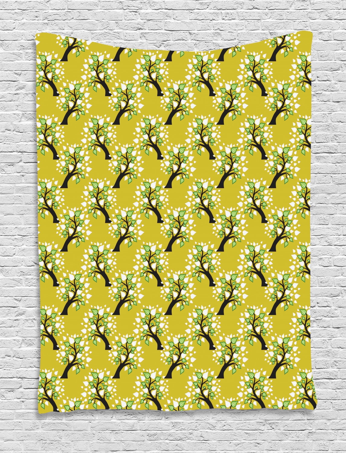 Botanical Tapestry, Funky Trees with Abstract Leaves Natural Themed ...