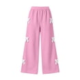thumbnail image 3 of Wilark Girls Wide Leg Sweatpants with Bows Casual Fashion Baggy Elastic Waist Track Pants Pink 8, 3 of 6
