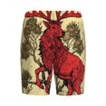 thumbnail image 7 of Daiia Mythical Red Stag Illustration Mens Woven Stretch Pajama Short,Short Pajama Pants-Large, 7 of 7