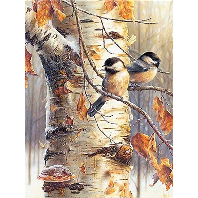 Huacan Full Drill Diamond Painting Bird Home Decoration Cross Stitch Embroidery Mosaic Animal Tree Diamond Art40x50cm Square Drill Gao Jinjia LED