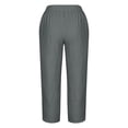 thumbnail image 5 of Sakmal Cropped Women's Pants Straight Leg Pleated Casual Plus Size High Waisted Gray Plain Ankle Length Pants with Pockets, 5 of 5