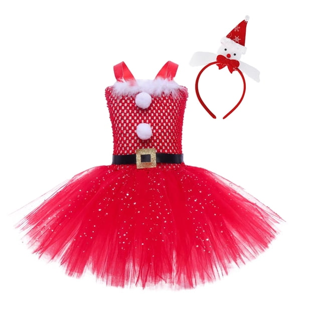 FhsagQ Robes Robes de Noël pour Filles 14-16 Robe Fille Enfant Robe de Fête de Noël Robe de Princesse Robes Filles Robes de Noël 5T Robes de Concours de Noël pour Filles 14-16 Rouge 4-5 Ans