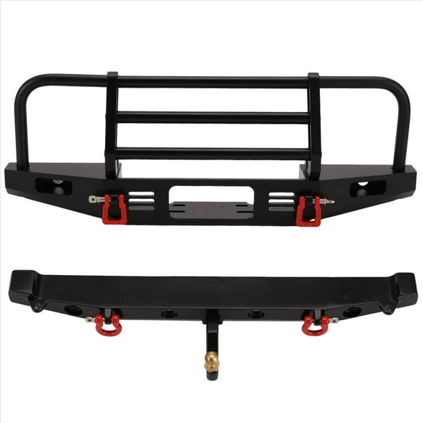 Coche RC Parachoques Delantero de Metal con Luz LED y Parachoques Trasero para 1/10 RC Crawler -4 -4 para Axial SCX10 Actualizar Partes