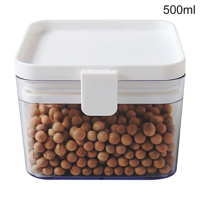 Clear Plastic Sealed Food Tank Moisture-proof Fresh-keeping Storage Box Snack Cereal Jar Container White S