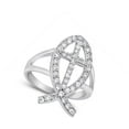 thumbnail image 4 of White CZ Micro Pave Cross Fish Christian Ring Sterling Silver Band 925 Jewelry Female Size 5, 4 of 4