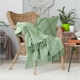 thumbnail image 3 of LR Home Green Shag Diamond Lightweight Cotton Throw Blanket, 50" x 60", 3 of 12