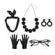 thumbnail image 5 of Conjunto de 5 disfraces de mujer de los años 50 con gafas, collar, diadema, guantes y accesorios Negro, 5 of 9