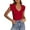 Red, variant on Womens V Neck Summer Tops Ruffle Sleeveless Slim Fit T Shirts Going Out Casual Blouses